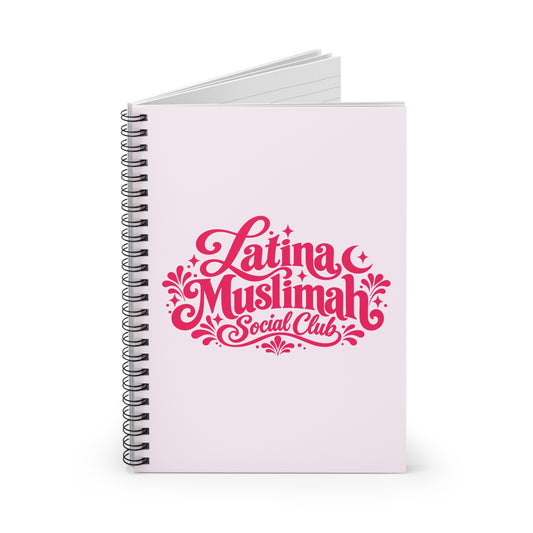 Latina Muslimah Social Club Spiral Notebook — Pink Ruled Journal for Muslim Latina Women