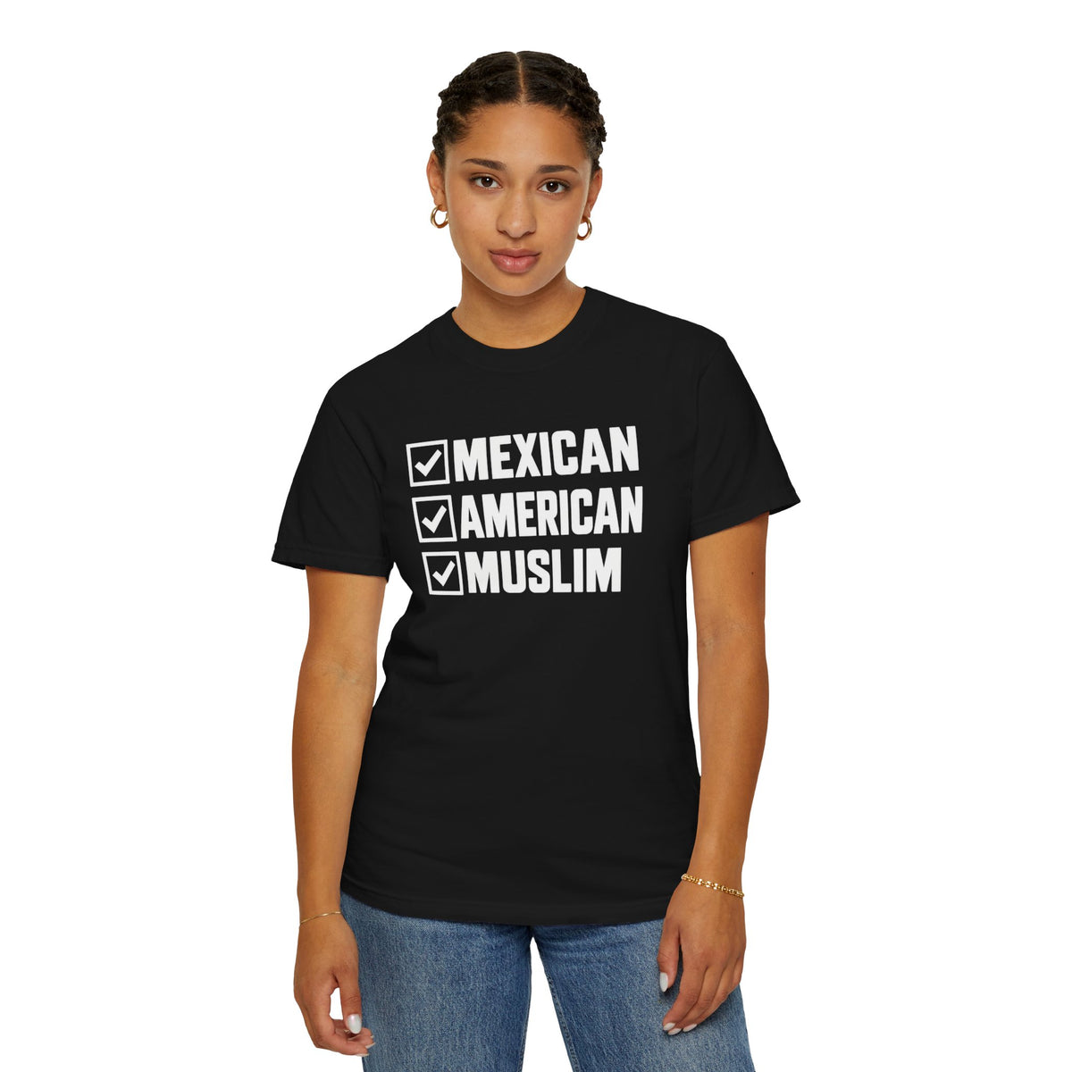 Mexican • American • Muslim Checked Tee — Proud Identity T-Shirt