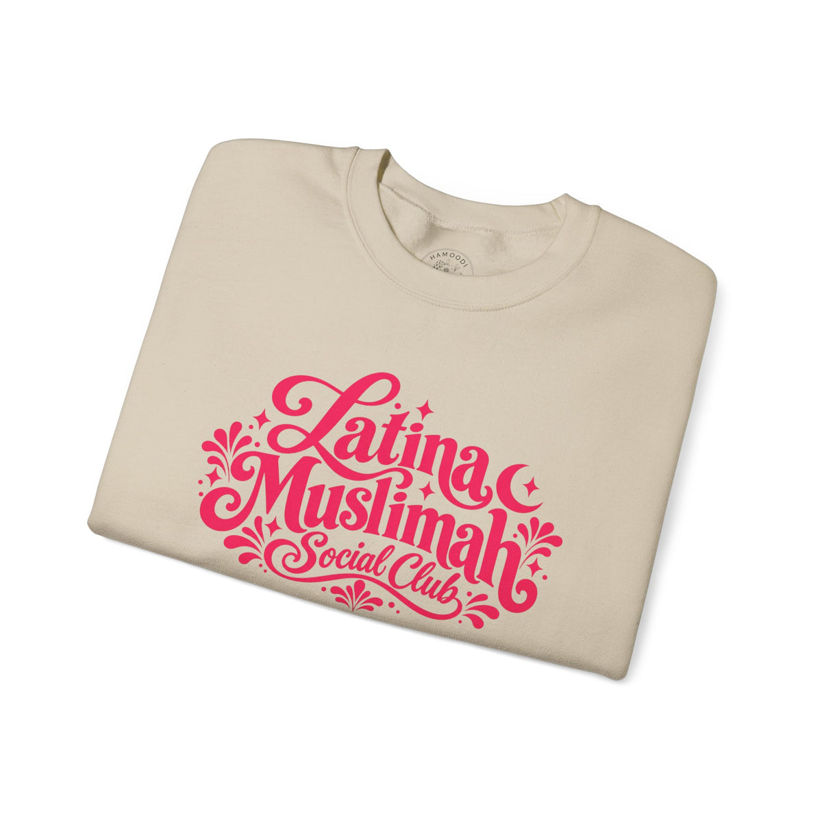 Latina Muslimah Crewneck Sweatshirt — Feminine Pink Script Pullover