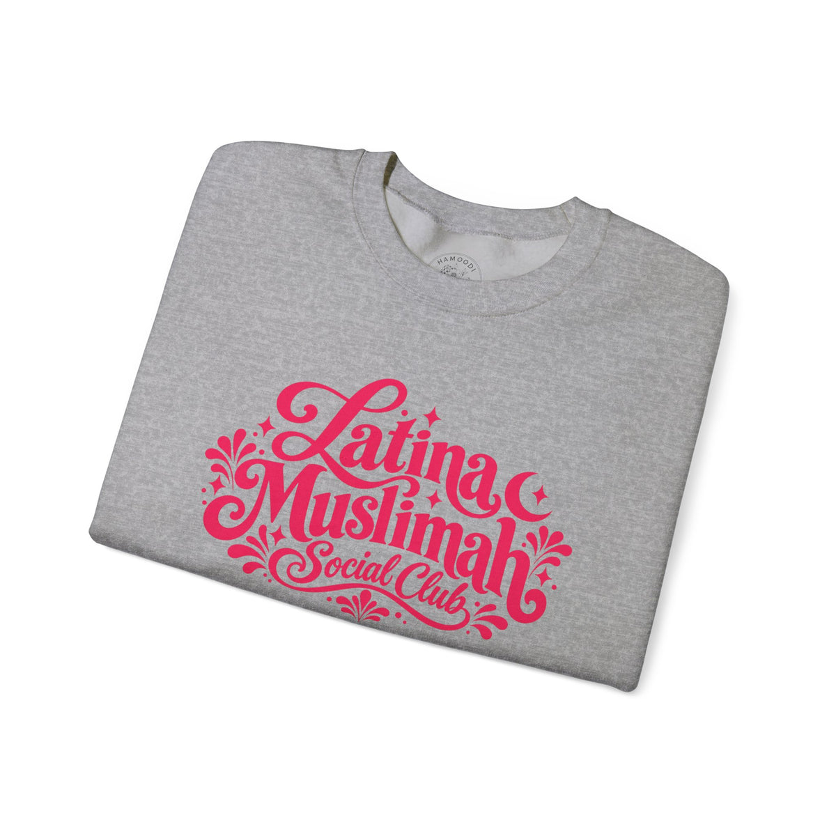 Latina Muslimah Crewneck Sweatshirt — Feminine Pink Script Pullover