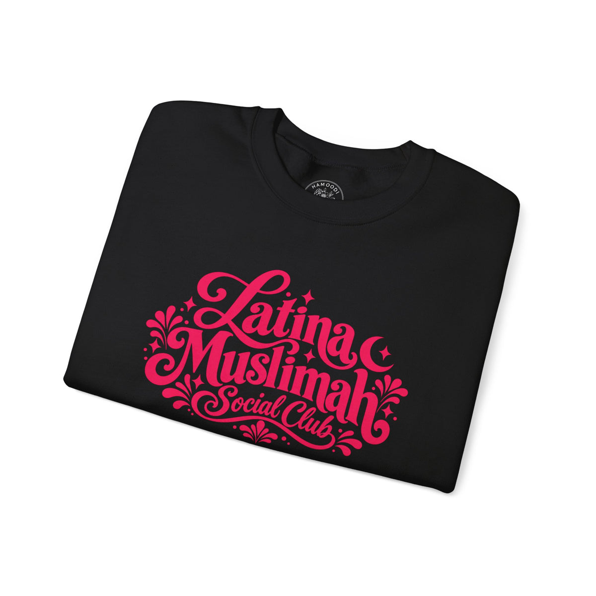 Latina Muslimah Crewneck Sweatshirt — Feminine Pink Script Pullover