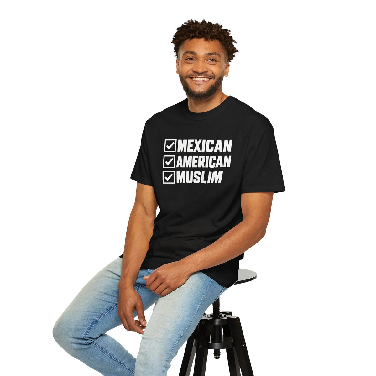 Mexican • American • Muslim Checked Tee — Proud Identity T-Shirt