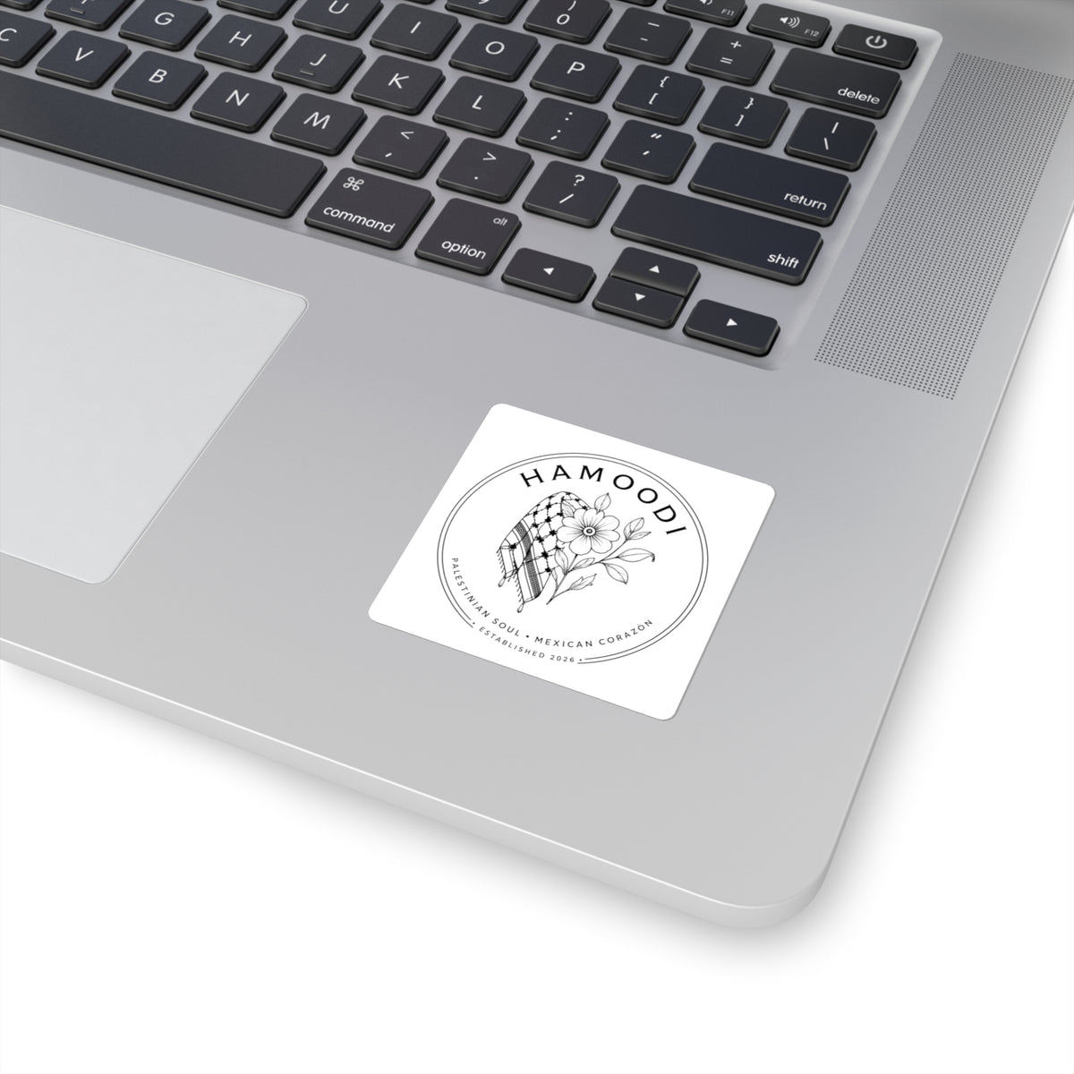 Hamoodi Square Sticker — Palestinian Soul • Mexican Corazón Floral Logo Sticker