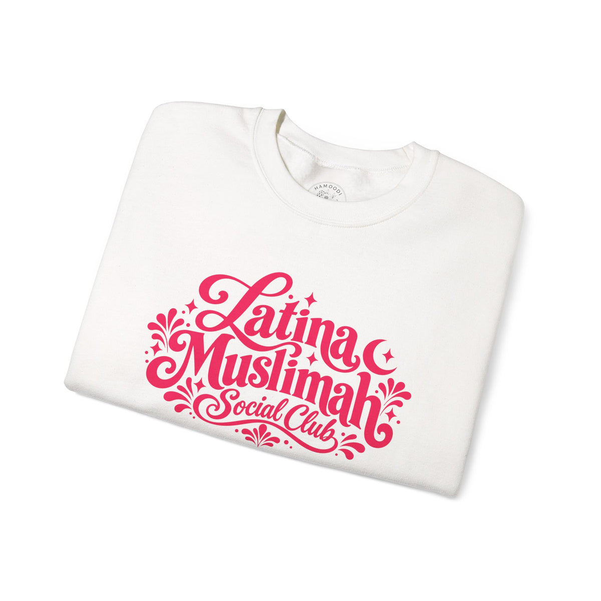 Latina Muslimah Crewneck Sweatshirt — Feminine Pink Script Pullover