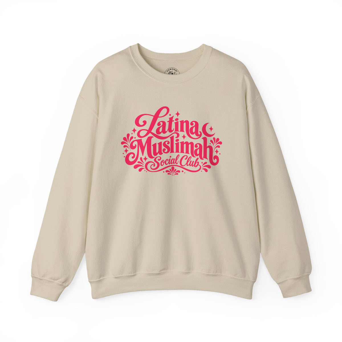 Latina Muslimah Crewneck Sweatshirt — Feminine Pink Script Pullover