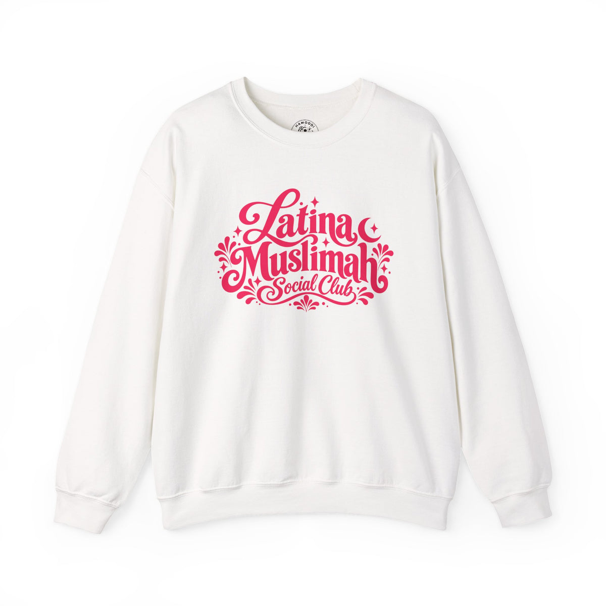 Latina Muslimah Crewneck Sweatshirt — Feminine Pink Script Pullover
